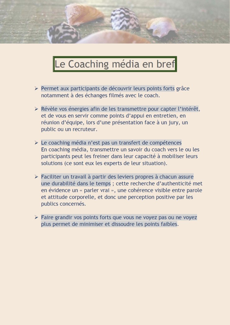 Le Coaching média en bref